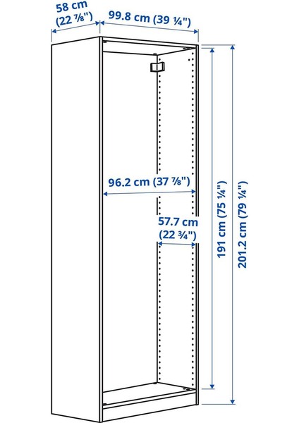 Gardırop Iskeleti, Koyu Gri, 100X58X201 cm fırsatları