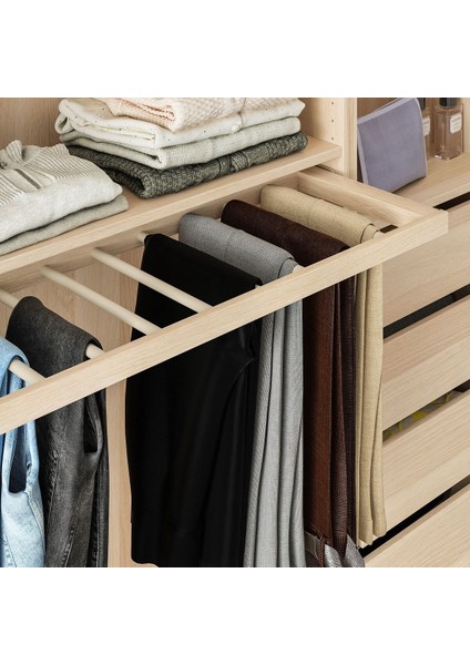 Sürgülü Pantolon Askısı, Ağartılmış Meşe Görünümlü, 100X35 cm fiyatları