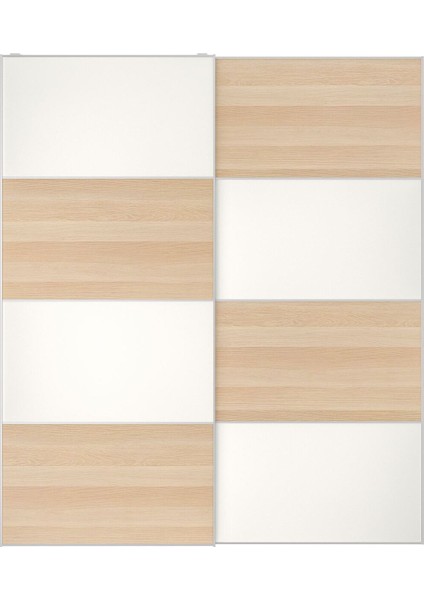 Sürgü Kapak, Beyaz Meşe Görünümlü-Şeffaf Cam, 200X236 cm