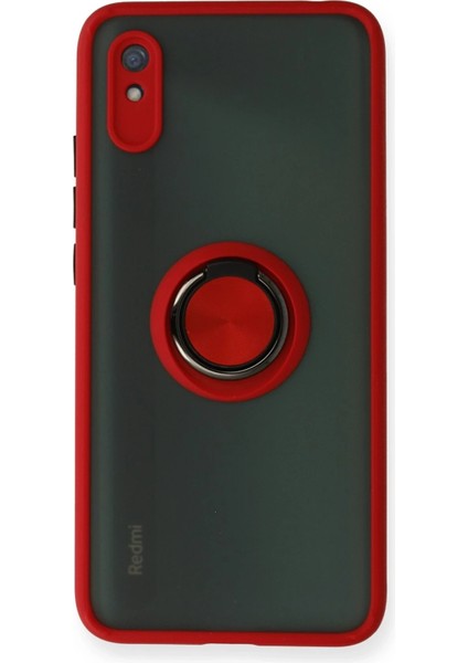 Xiaomi Redmi 9A Kılıf Montreal Yüzüklü Silikon Kapak - Kırmızı Arbkd