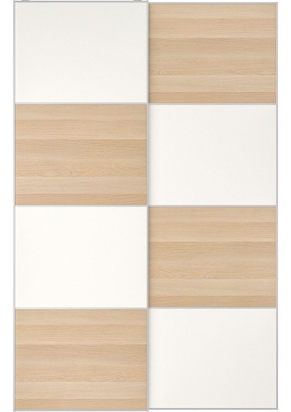 Sürgü Kapak, Beyaz Meşe Görünümlü-Şeffaf Cam, 150X236 cm