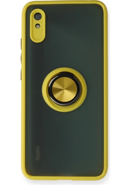 Xiaomi Redmi 9A Kılıf Montreal Yüzüklü Silikon Kapak - Sarı Arbkd