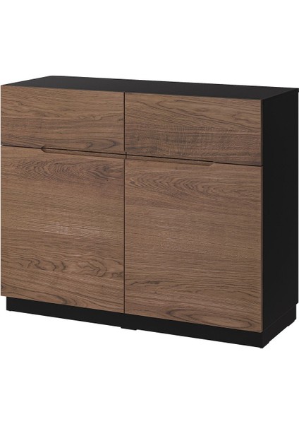 Büfe, Meşe Kaplama-Siyah, 120X97 cm