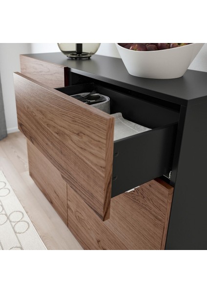 Büfe, Meşe Kaplama-Siyah, 120X97 cm modelleri