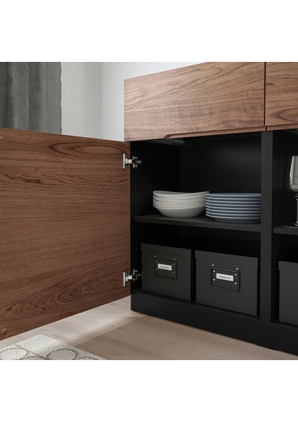 Büfe, Meşe Kaplama-Siyah, 120X97 cm fırsatları