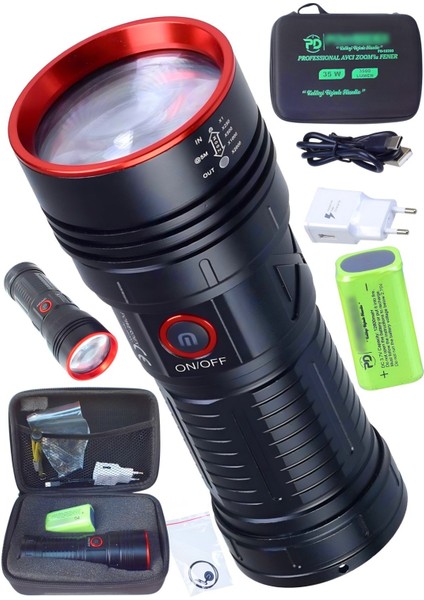 Avcı El Feneri PD-10200 Profesyonel Şarjlı 35 Watt 3500 Lümen modelleri