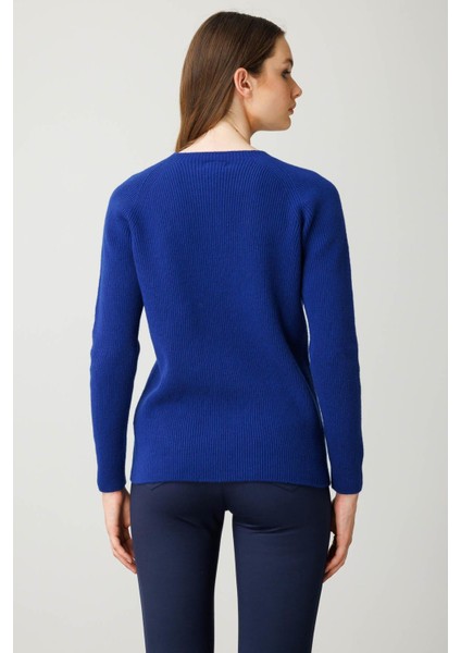 Kadın Sıfır Yaka Boncuklu Yün Kazak K.s.mavi modelleri