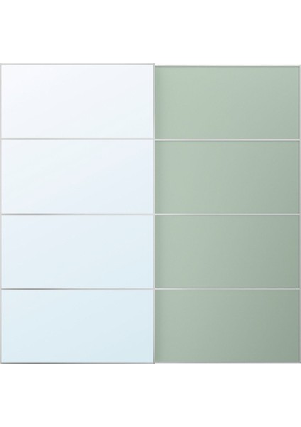 Sürgü Kapak, Açık Yeşil-Aynalı Cam, 200X201 cm