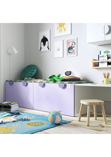 Saklama Ünitesi-Bank, Beyaz-Lila, 90X52X48 cm fiyatları