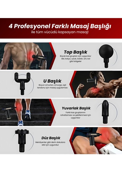 Masaj Tabancası 4 Başlıklı Şarjlı Titreşimli Masaj Tabancası Sporcu Masaj Aleti fiyatları