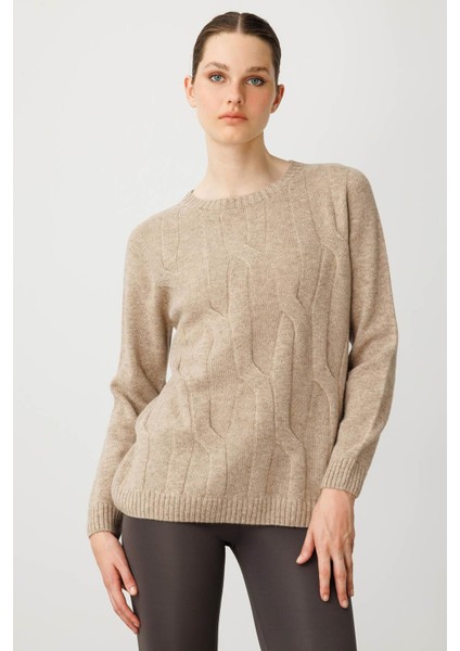 Kadın Sıfır Yaka Kalın Yürütmeli Yün Kazak K.bej fırsatları