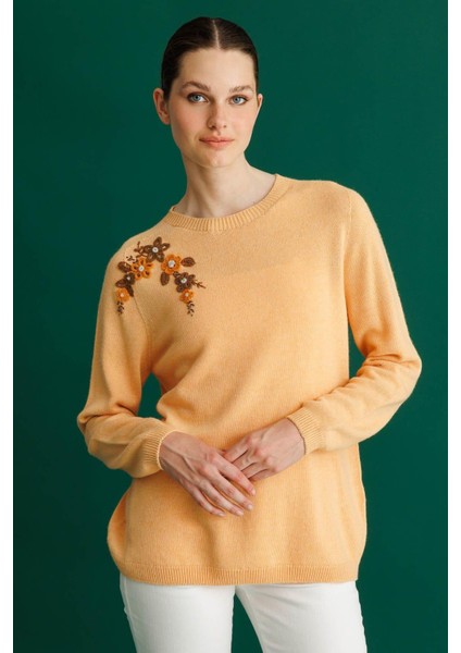 Kadın Sıfır Yaka Kaşmir Kazak Somon fiyatları