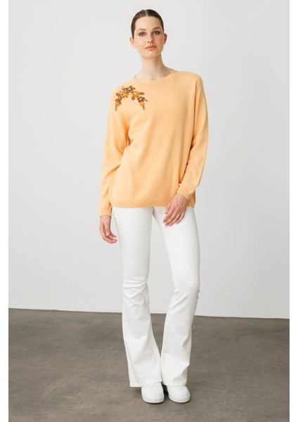 Kadın Sıfır Yaka Kaşmir Kazak Somon indirimleri