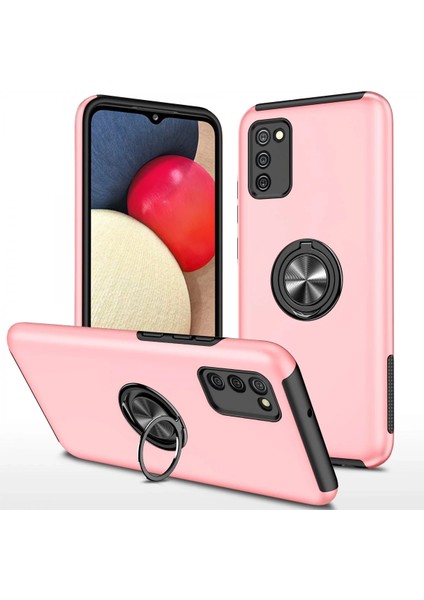 Samsung Galaxy A02S Kılıf Elit Yüzüklü Kapak - Pembe Arbkd