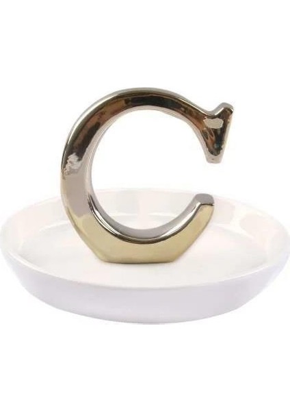 Arow Porselen Yaldızlı Harf Tabak C