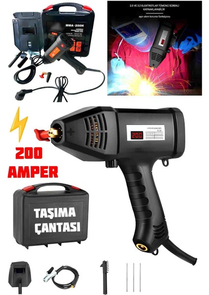 Çantalı Kaynak Tabancası El Kaynak Makinesi Taşınabilir Arc Çubuk Seti Dijital Ekran Igbt Invertör