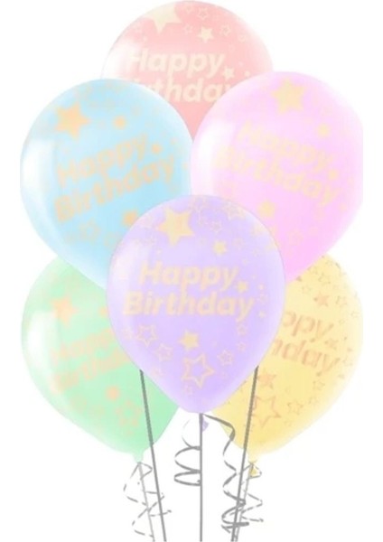 Renkli Çevre Baskılı Makaron Balonlar 100'LÜ, Kutlama Şıklığı Için Ideal