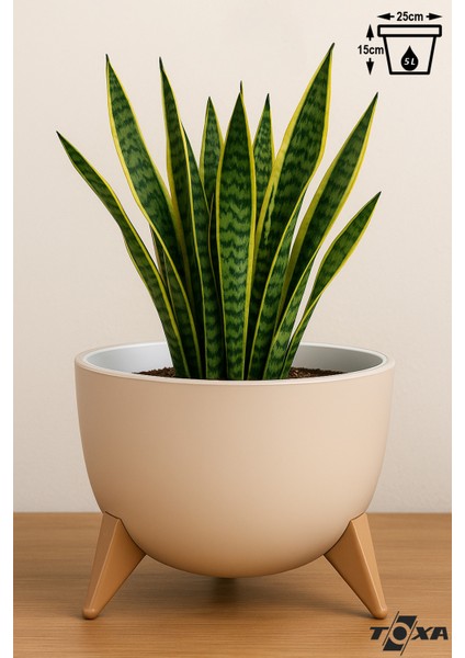 5 Litre Ayaklı Küre Saksı 25cm Delikli Süzgeçli Drenajlı Plastik Çiçek Saksısı