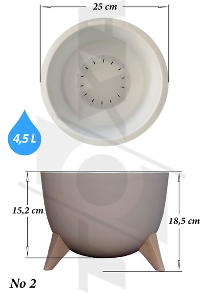 5 Litre Ayaklı Küre Saksı 25cm Delikli Süzgeçli Drenajlı Plastik Çiçek Saksısı fiyatları