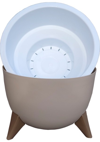 5 Litre Ayaklı Küre Saksı 25cm Delikli Süzgeçli Drenajlı Plastik Çiçek Saksısı modelleri
