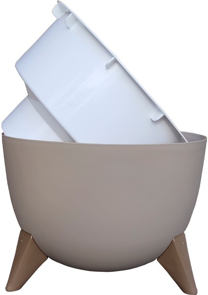 5 Litre Ayaklı Küre Saksı 25cm Delikli Süzgeçli Drenajlı Plastik Çiçek Saksısı