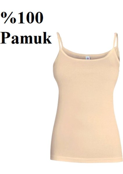 %100 Pamuk Ribana Ip Askılı Kadın Atlet Ten Rengi 6'lı Paket 470
