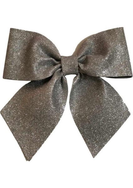 Beyaz Fiyonk Simli Gümüş 25X25 cm Şık Dekorasyon Aksesuarı