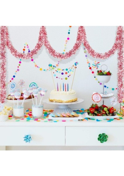 Simli Renkli Parti Süsü 2 Metre Pembe, Eğlenceye Renk Kat! fırsatları