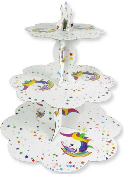 Beyaz Unicorn Cupcake Standı, Şık ve Pratik Kek Sunum Aksesuarı, 1 Adet