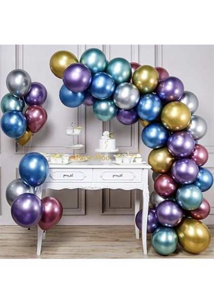 Çok Renkli Krom Balon Zincir Seti, Şık ve Renkli Dekorasyon Için Ideal Seçim