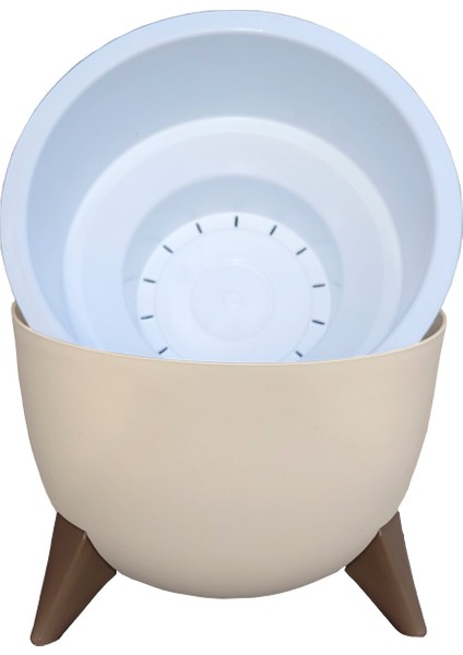 2 Litre Ayaklı Küre Saksı 20cm Delikli Süzgeçli Drenajlı Plastik Çiçek Saksısı modelleri