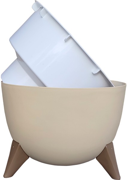 2 Litre Ayaklı Küre Saksı 20cm Delikli Süzgeçli Drenajlı Plastik Çiçek Saksısı