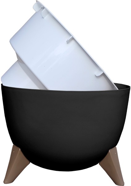 5 Litre Ayaklı Küre Saksı 25cm Delikli Süzgeçli Drenajlı Plastik Çiçek Saksısı