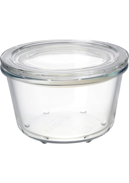 Kapaklı Cam Saklama Kabı, Cam, 600 Ml, Yuvarlak