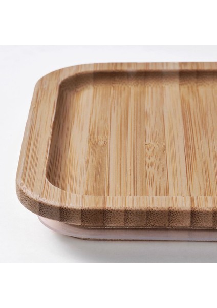Kapaklı Cam Saklama Kabı, Cam-Bambu, 1,2 Lt, Kare fırsatları