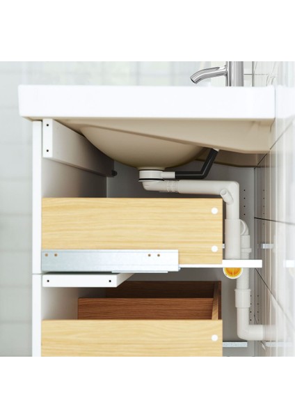Lavabo Dolabı Kombinasyonu, Meşe Görünümlü, 80X48X69 Cm, Brogrund Batarya fırsatları