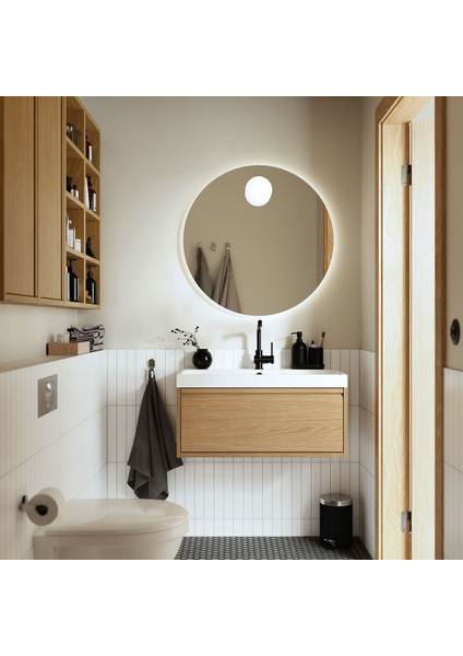 Lavabo Dolabı, Meşe Görünümlü, 80X48X33 Cm, 1 Çekmeceli fiyatları