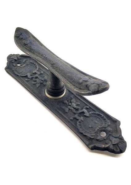 Antika Tarz Dekoratif Pirinç Çiçekli Pencere Kolu - 165X38 Mm, Oksit