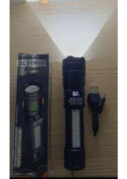 USB Şarj LED El Feneri - Elde Taşınabilir, Güç Göstergeli Yüksek Lümen