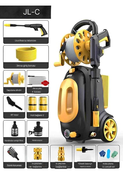 Elektrikli Yüksek Basınç Yıkama Makinesi Tazikli Oto Araba Yıkama Su Tabancası Halı Yıkama