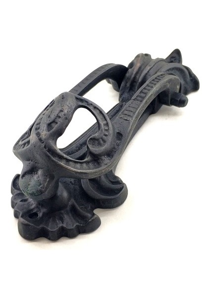 Antika Tarz Dekoratif Pirinç Doğa Kapı Tokmağı, Taktak - 205X73 Mm, Oksit