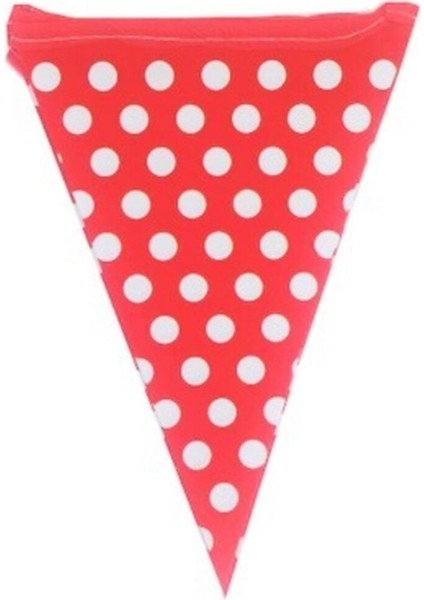 Kırmızı Beyaz Puantiyeli Üçgen Flama 2 Mt, Doğum Günü ve Parti Dekorasyonu fiyatları