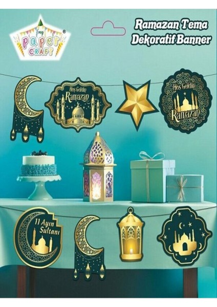 Çok Renkli Ramazan Temalı Dekoratif Banner, Şık ve Canlı Süsler