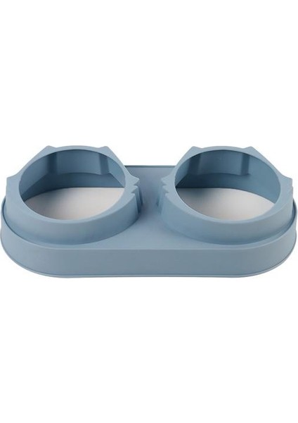 Süslüpati Yükseltilmiş Eğimli 2li Kedi Köpek Mama ve Su Kabı - Çiftli Mama Kabı Mavi modelleri