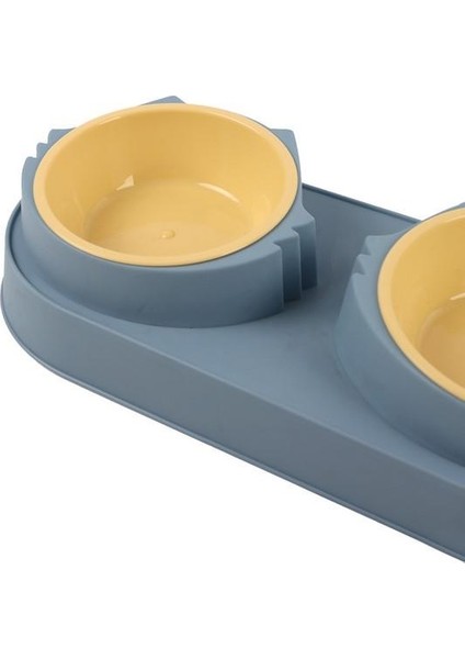 Süslüpati Yükseltilmiş Eğimli 2li Kedi Köpek Mama ve Su Kabı - Çiftli Mama Kabı Mavi fırsatları