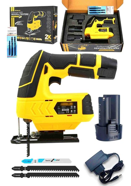 Çift Batarya Extra Power Li-Ion Pil Şarjlı Dekupaj Testere Sarı