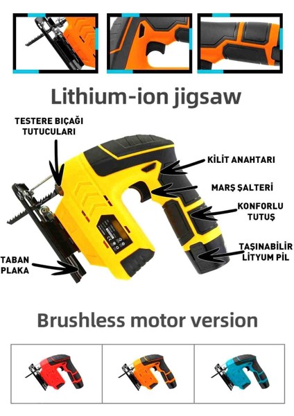 Çift Batarya Extra Power Li-Ion Pil Şarjlı Dekupaj Testere Sarı modelleri