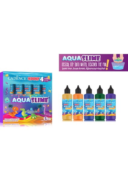 Aqua Slime - Kendin Yap Oyuncak Seti - Dinazor Dünyası Seti 5X90ML