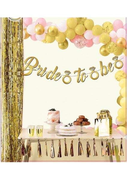 Renkli Bride To Be Kaligrafi Yazılı Yüzüklü Banner, Şıklık ve Neşeyi Birleştiriyor