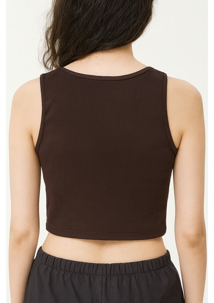 Sıfır Kol Crop Tişört (Bordo) fiyatları